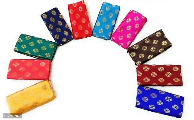 Cottons Unstitched Saree Blouse Fabric (Multicolor, Free Size) - Pack of 3, 1m Each -H27-thumb2