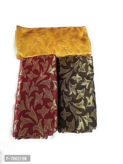 Cottons Unstitched Saree Blouse Fabric (Multicolor, Free Size) - Pack of 3, 1m Each -HRPP15