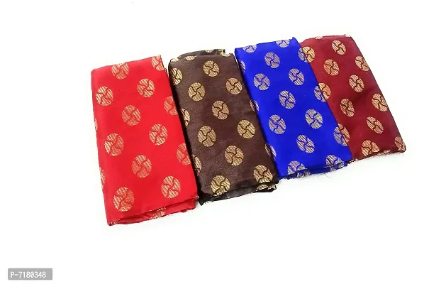 Cottons Unstitched Saree Blouse Fabric (Multicolor, Free Size) - Pack of 4, 0.9m Each -H34