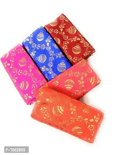 Cottons Unstitched Saree Blouse Fabric (Multicolor, Free Size) - Pack of 5, 1m Each -HA39