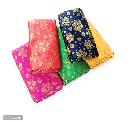 Cottons Unstitched Saree Blouse Fabric (Multicolor, Free Size) - Pack of 5, 1m Each -HA10-thumb0