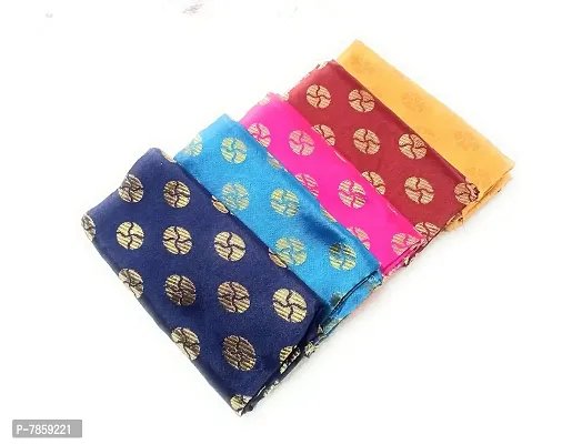 Cottons Unstitched Saree Blouse Fabric (Multicolor, Free Size) - Pack of 5, 1m Each -H39-thumb0