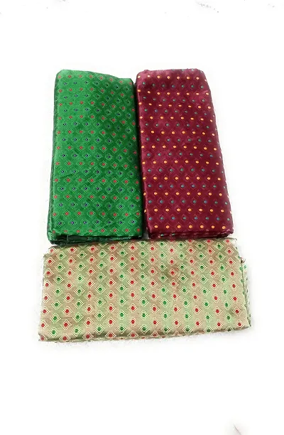 Cottons Unstitched Saree Blouse Fabric (Multicolor, Free Size) - Pack of 3, 0.9m Each -H46