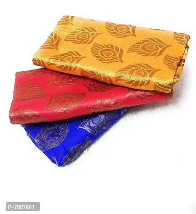 Cottons Unstitched Saree Blouse Fabric (Multicolor, Free Size) - Pack of 3, 1m Each -H71