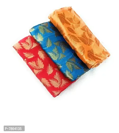 Cottons Unstitched Saree Blouse Fabric (Multicolor, Free Size) - Pack of 3, 1m Each -HA19