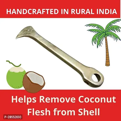 Qts Coconut Remover Tool from Shell, Coconut Breaker Cum Opener Tool Stainless Steel Rod with Steel Handle, Silver, 18cm (DAS334)-thumb5