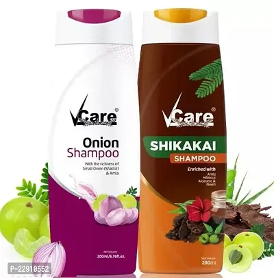Vcare Small Onion and Shikakai Shampoo for Women Hair Growth and Hair Fall Control Shampoo Combo 200ml(Pack of 2)