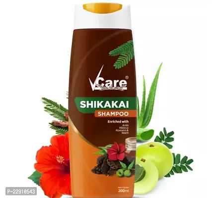 VCare Shikakai Shampoo with Goodness of Amla, Hibiscus, Aloe Vera and Neem, 200 ml, (Pack of 1)