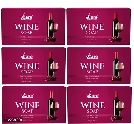 Red Wine Bathing Soap Bar for Body And Face 100g Pack of 6