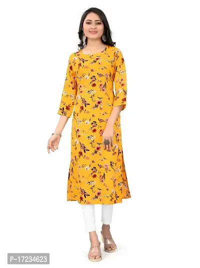 Women Printed Crepe Straight Kurta  (Multicolor)