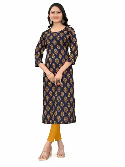 Printed Crepe Straight Kurta (Multicolor)