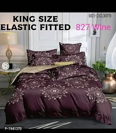 Premium King size elastic fitted bedsheet with 2 pillow covers