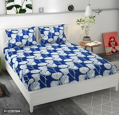 Queen Size All Around Elastic Fitted Bedsheet with 2 Pillow Covers (Fits upto 6 inch mattress)-thumb0