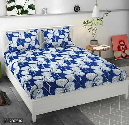 Queen Size All Around Elastic Fitted Bedsheet with 2 Pillow Covers (Fits upto 6 inch mattress)