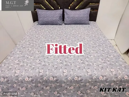 King size Elastic fitted bedsheet with 2 pillow covers (fits upto10 inch mattress)-thumb0