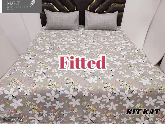 Premium King size elastic fitted bedsheet with 2 coordinated pillow covers (fits upto 12 inch mattress)