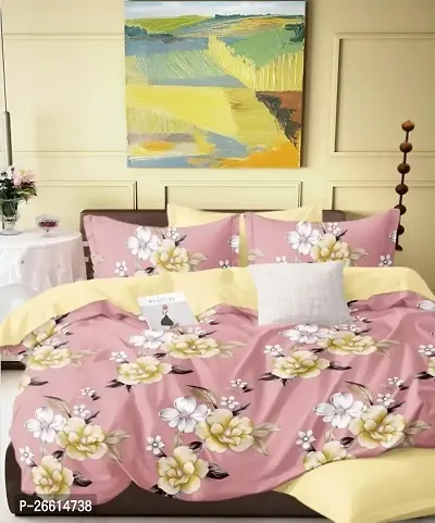 Classic Glace Cotton Printed Bedsheet with Pillow Covers