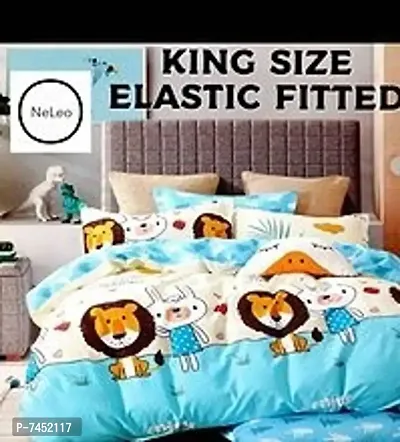NeLeotrade; Premium king size bedsheet with 2 pillow covers (Size 100*108 inches)-thumb0