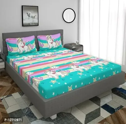 Premium King size elastic fitted bedsheet with 2 pillow covers (Kids Bedsheet collection) Fits upto 10 inch mattress