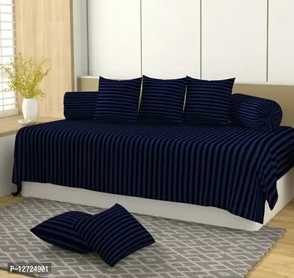Solid Stripes Diwan Set (8 Pcs- 1 Single bedsheet, 2 Bolster Covers and 5 Cushion covers)
