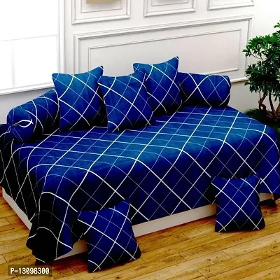8 Pcs Diwan Set with1 single bed sheet, 2 bolster covers,5 cushion covers-thumb0