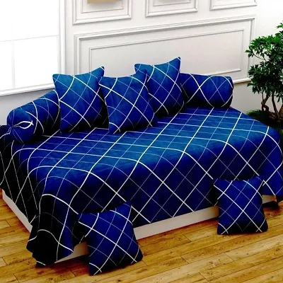 8 Pcs Diwan Set with1 single bed sheet, 2 bolster covers,5 cushion covers