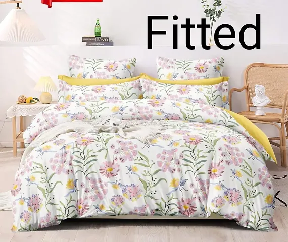"Maysha Premium Super Soft 200 TC Printed King Size Bedsheet with 2 Pillow Covers (108x108 Inches,Multicolor)"