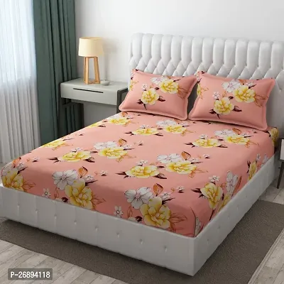 Classic Cotton Blend Printed Double Bedsheet With Pillow Covers