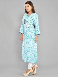 Stylish Rayon Turquoise Dye Print Kurta-thumb1