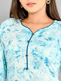 Stylish Rayon Turquoise Dye Print Kurta-thumb3