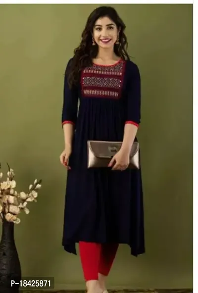 Stylish Cotton A-Line Casual Stitched Kurta For Women-thumb0