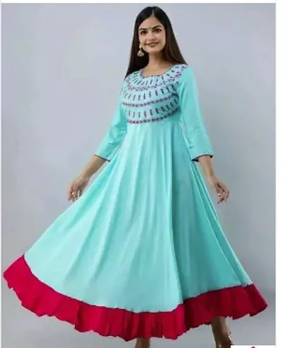 Stylish Rayon Embroidered Anarkali Kurti