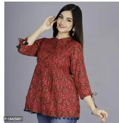 Stylish Cotton A-Line Casual Stitched Kurta For Women-thumb0