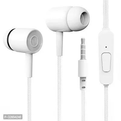 Stylish White In-ear Wired Headphone With Microphone-thumb0