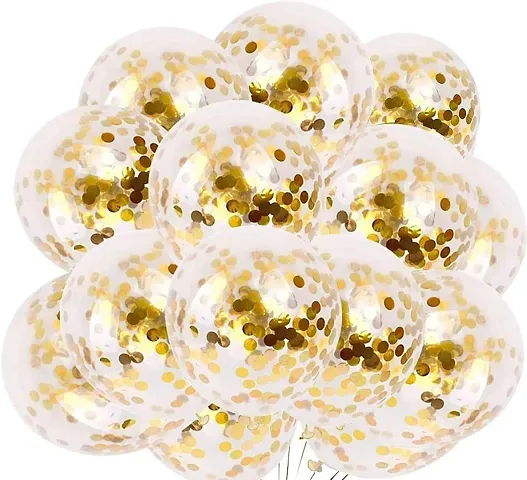 Krido""""Golden Latex & Confetti balloons for birthday decoration items - 18Pcs Pack balloons for birthday