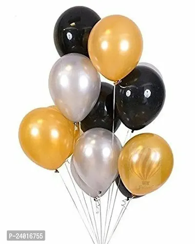 Pack Of 75 Golden Black Silver Premium Metallic Shinny Balloon For Birthday Anniversary And Other All Party Decoration-thumb0
