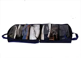 Ansari Handicraft Multi-Purpose Parachute 6 Pair Shoes Storage Travel Tote Bag (Navy Blue) Pack of 1 Pcs-thumb1