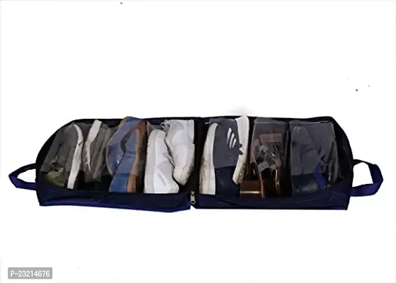 Ansari Handicraft Multi-Purpose Parachute 6 Pair Shoes Storage Travel Tote Bag (Navy Blue) Pack of 1 Pcs-thumb2