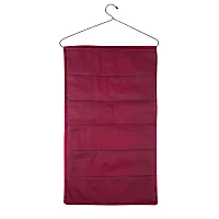 ANSARI HANDICRAFT ANAZONKART(TM) wall Hanging Organizer|Jewellery Hanging Organizer|Satin 6 Transparent Zipper Foldable Storage Organizer (Maroon)-thumb2