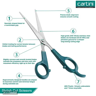 Godrej Cartini Scissors for Men & Women, Personal Hairdressing, Saloons & Ladies Beauty Parlours (Trendy Cut & Stylish Cut, Pack of 2)-thumb2