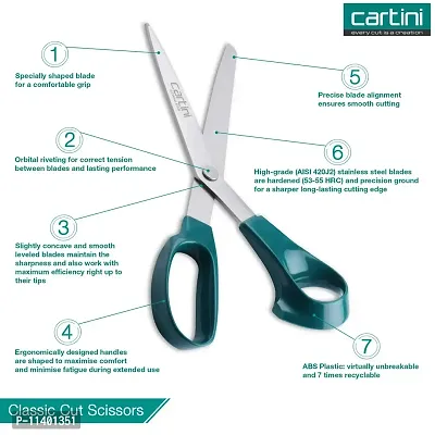 Godrej Cartini Multipurpose Scissors for Home & Office, Cutting Paper, Wool and Thick Cardboard? (All Purpose & Classic Cut Scissors, Pack of 2)-thumb2