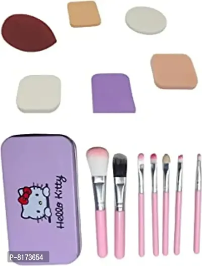 PINK KITTY PACK OF 7 PCS. BRUSH WITH FAMILY PUFF