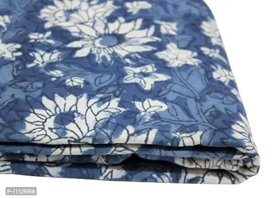 Cotton Quilt Women?s Clothing Fabric Indigo Blue Hand Block Printed Fabric,by The Yard Natural Vegetable Blue CDHIF#89-thumb5