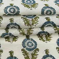COTTON QUILT Cotton Fabric Hand Block Printed Fabric Craft Making Sewing Dress Material Voile Fabric Hand Block Printed Fabric Handmade (2.5m, White-Blue)-thumb4
