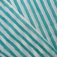 COTTON QUILT Sanganeri Bagru Block Print 100% | Shirt Fabric, Cloth Making Sewing | Hand Made Striped | Light Weight Cotton Fabric (1.5M, Blue x White)-thumb1