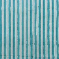 COTTON QUILT Sanganeri Bagru Block Print 100% | Shirt Fabric, Cloth Making Sewing | Hand Made Striped | Light Weight Cotton Fabric (1.5M, Blue x White)-thumb2