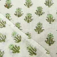 COTTON QUILT by Meter Voile Cotton Garment Fabric Cloth Material Fabric Floral Printed Hand Block Printed Fabric Natural Vegetable Color (1m) CQHBF#737-1m-thumb3