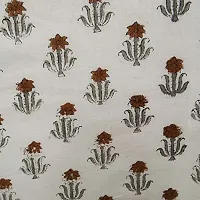 COTTON QUILT Cotton Fabric Hand Block Printed Fabric Craft Making Sewing Dress Material Voile Fabric Hand Block Printed Fabric Handmade (1.5m, White-Orange)-thumb2