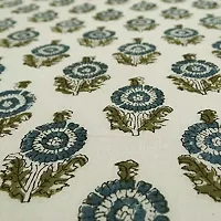 COTTON QUILT Cotton Fabric Hand Block Printed Fabric Craft Making Sewing Dress Material Voile Fabric Hand Block Printed Fabric Handmade (2.5m, White-Blue)-thumb3