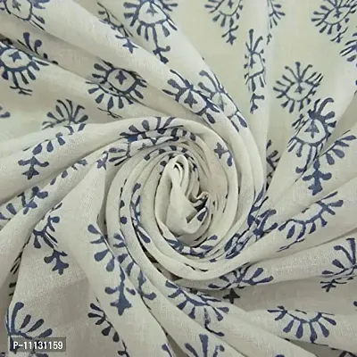 COTTON QUILT Voile Cotton Floral Jaipuri Hand Block Printed Fabric to Give Shape/Size Floral Print Fabric Running Jaipuri Hand Block Printed Women Dress Material (2.5m) CDHBF#200-2.5m-thumb0